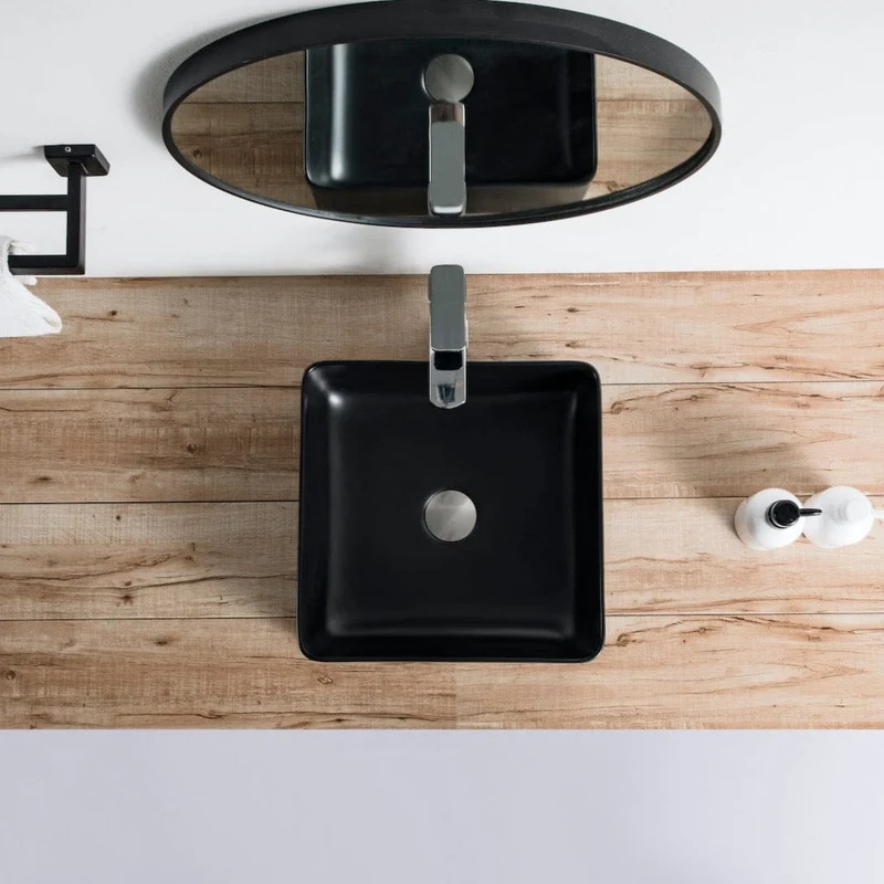 Aufsatzwaschbecken aus glasierter Keramik RIVA 36,5 cm, schwarz matt