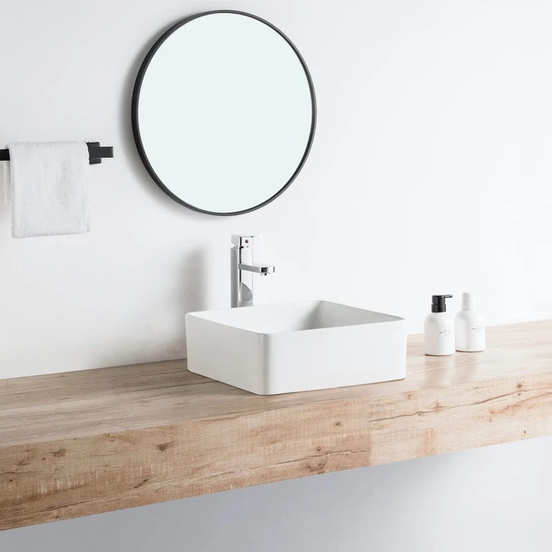 Aufsatzwaschbecken aus glasierter Keramik RIVA blanc 36,5 cm, weiß matt