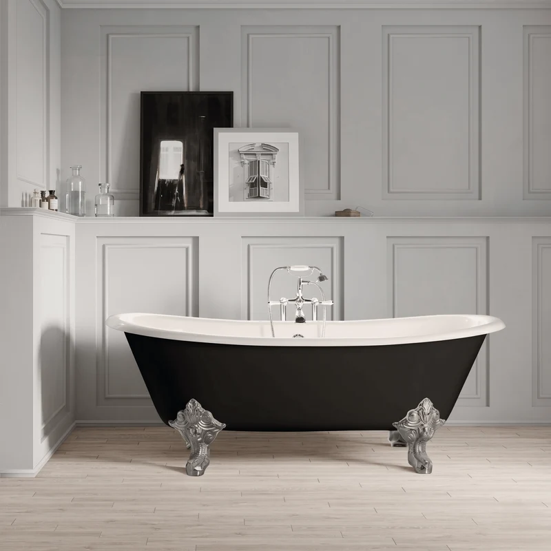 Freistehende Gusseisen Badewanne BRADFORD schwarz