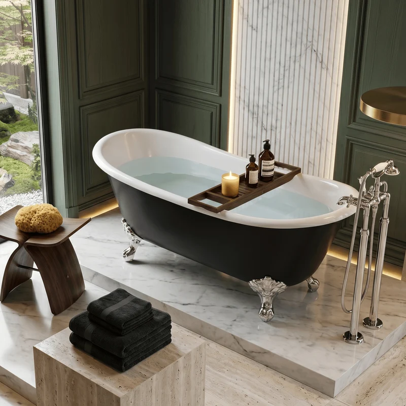 Freistehende Gusseisen Badewanne BRADFORD schwarz