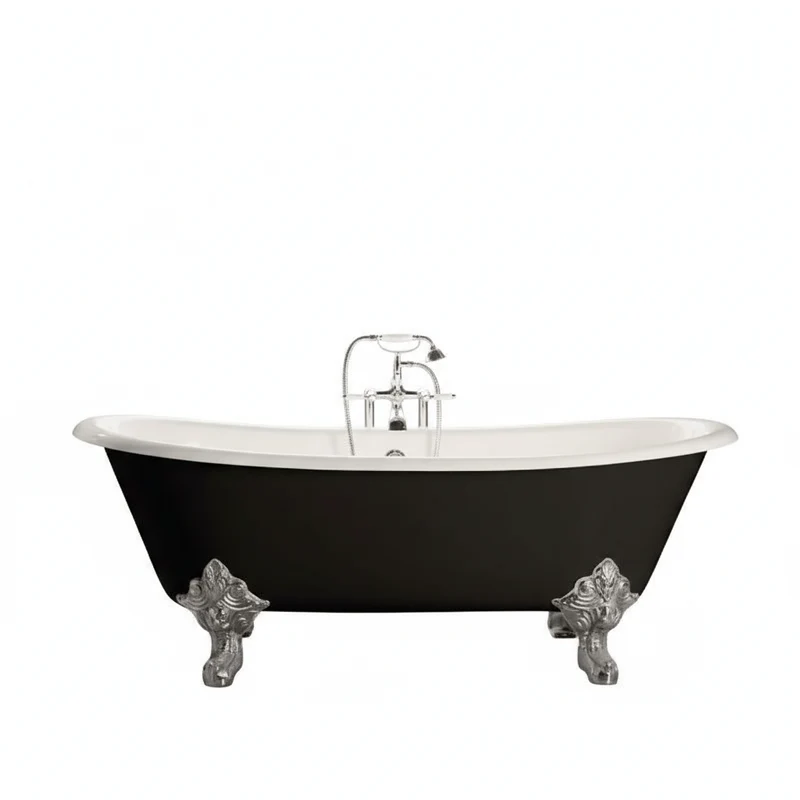 Freistehende Gusseisen Badewanne BRADFORD schwarz