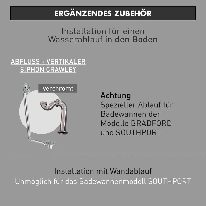 Freistehende Gusseisen Badewanne BRADFORD schwarz