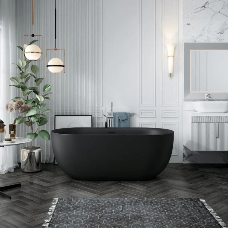 Freistehende Badewanne LISBON SCHWARZ MATT