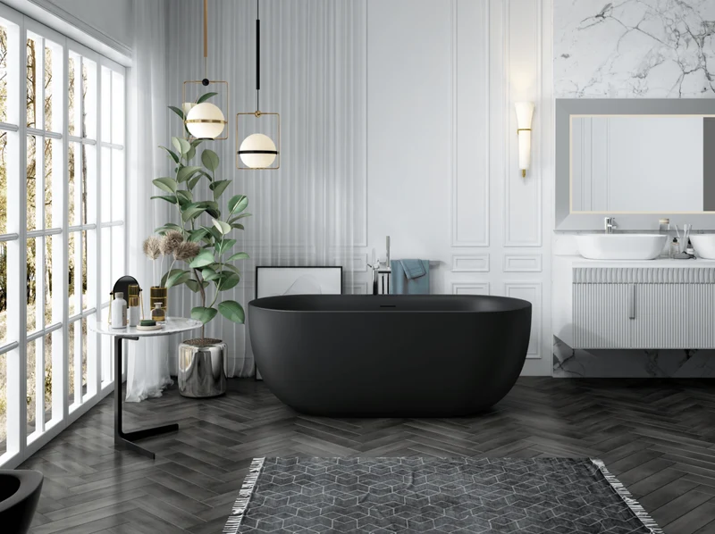 Freistehende Badewanne LISBON SCHWARZ MATT
