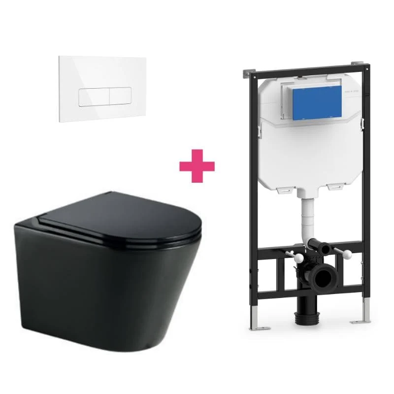 Wand-WC Komplett-Set TURIN schwarz, mit Vorwandelement und Betätigungsplatte