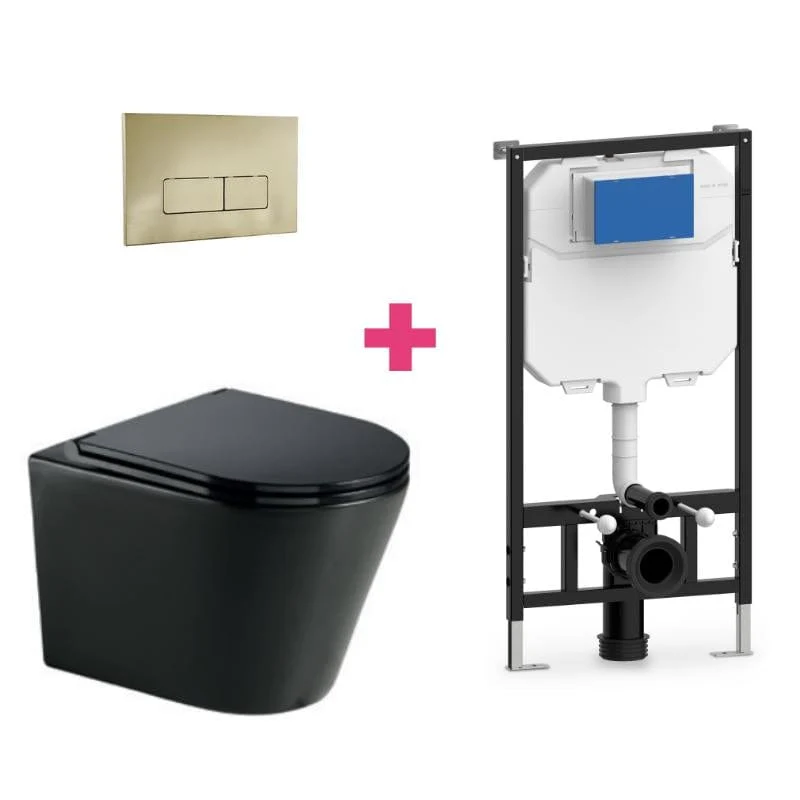 Wand-WC Komplett-Set TURIN schwarz, mit Vorwandelement und Betätigungsplatte