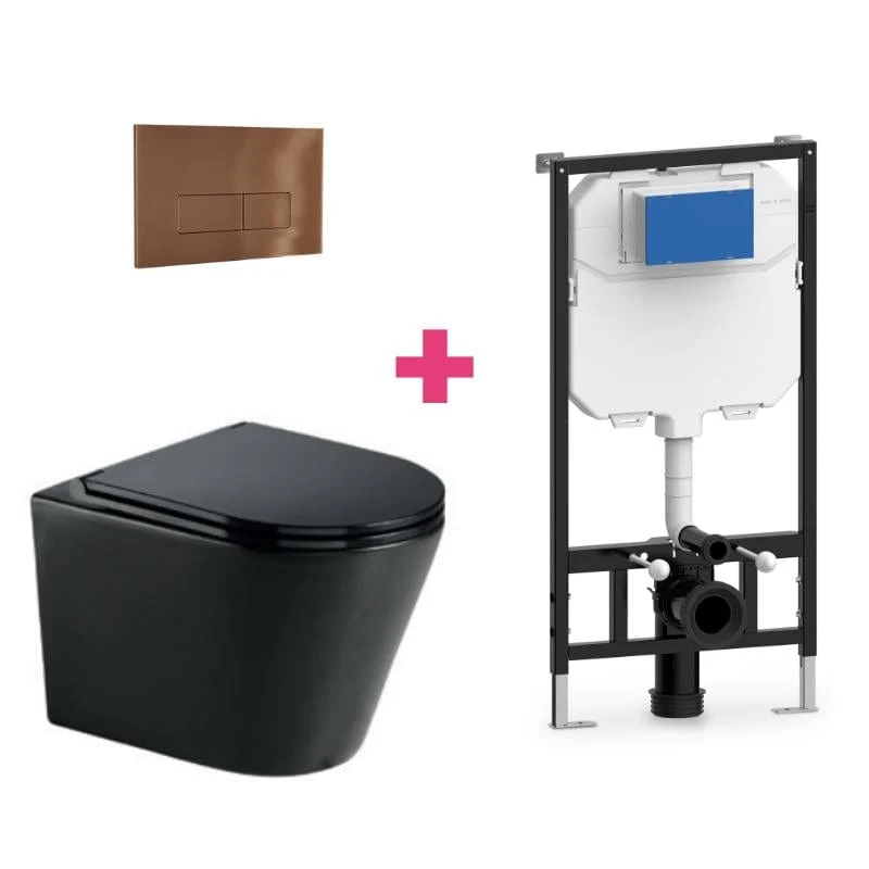 Wand-WC Komplett-Set TURIN schwarz, mit Vorwandelement und Betätigungsplatte