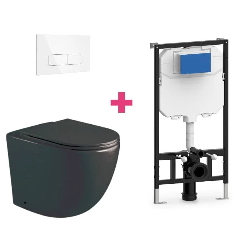 Wand-WC Komplett-Set GENOVA schwarz, mit Vorwandelement und Betätigungsplatte