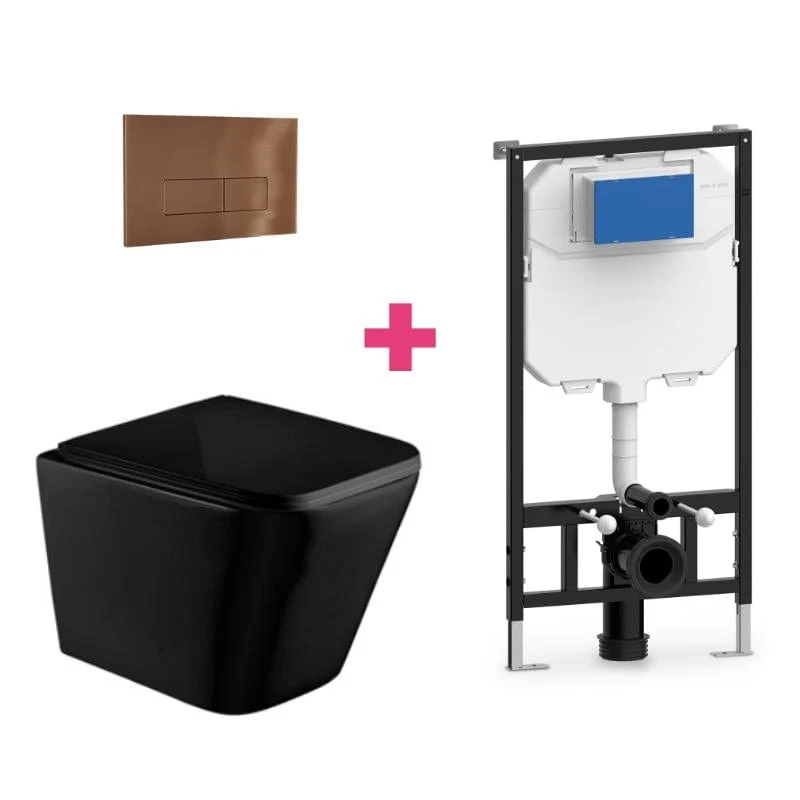 Wand-WC PISA Komplett-Set schwarz, mit Vorwandelement und Betätigungsplatte