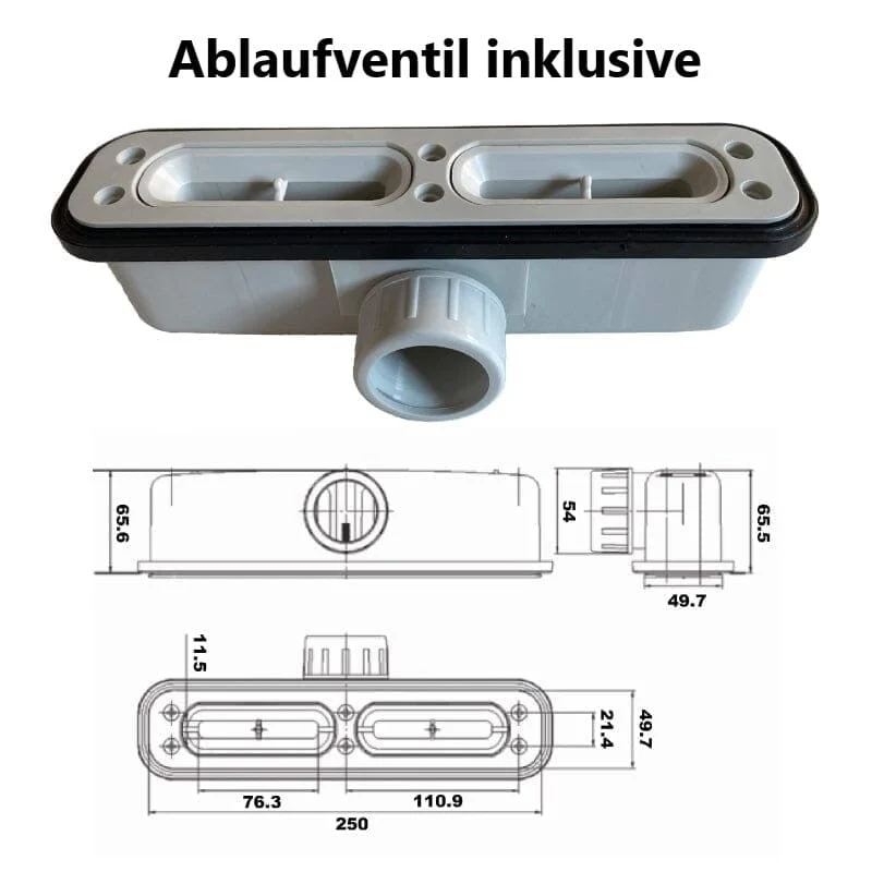 Mineralguss-Duschwanne extra flach LUX, Schieferoptik, schwarz