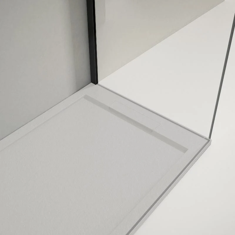 Mineralguss-Duschwanne extra flach LUX, Schieferoptik, grau