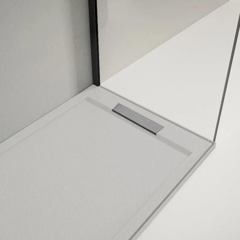 Mineralguss-Duschwanne extra flach LUX, Schieferoptik, grau
