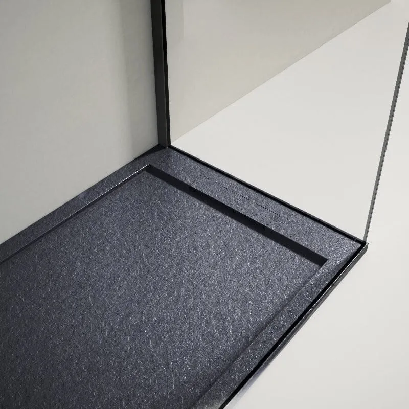 Mineralguss-Duschwanne extra flach LUX, Schieferoptik, anthrazit