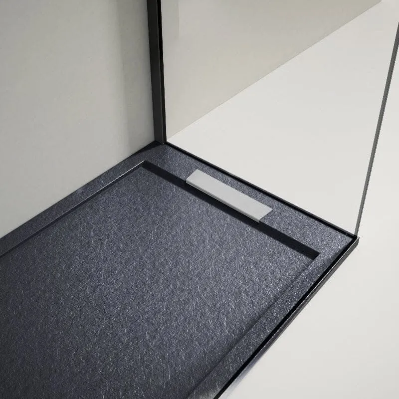 Mineralguss-Duschwanne extra flach LUX, Schieferoptik, anthrazit