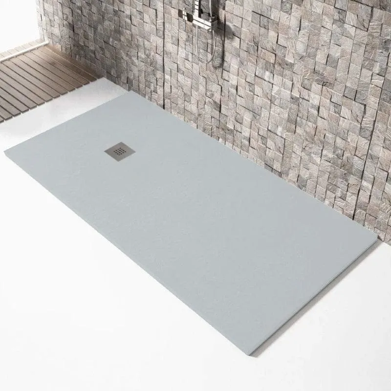 Mineralguss-Duschwanne extra flach MADISON, Schieferoptik, GRAU