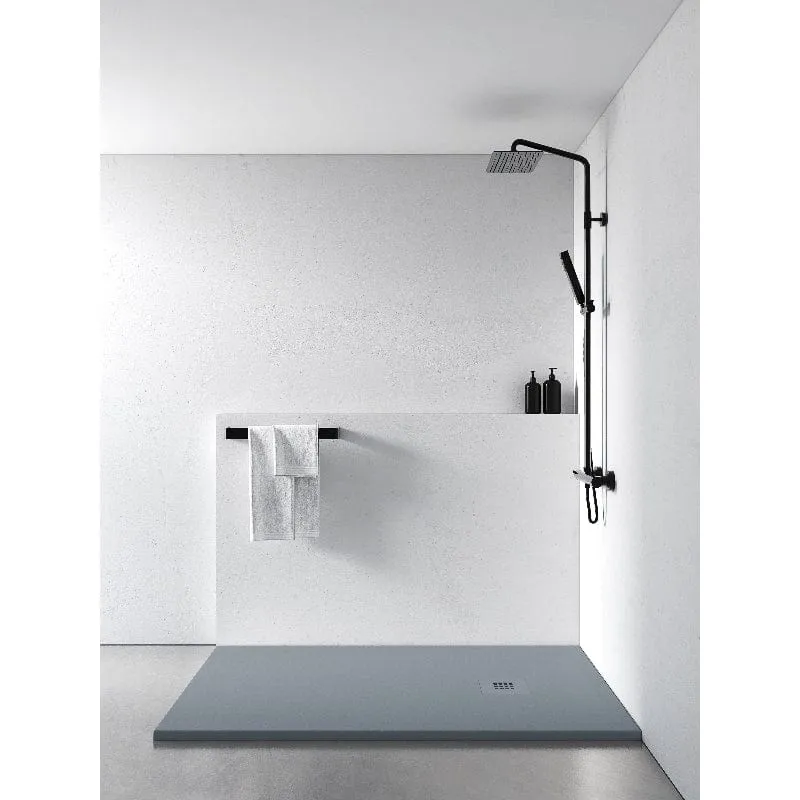 Mineralguss-Duschwanne extra flach MADISON, Schieferoptik, GRAU
