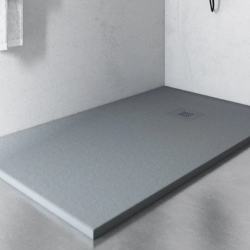 Mineralguss-Duschwanne extra flach MADISON, Schieferoptik, GRAU