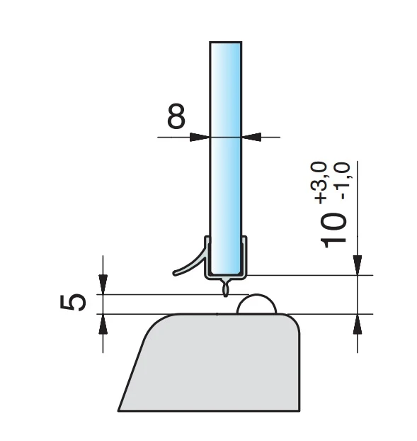 Duschdichtung – kurze Abtropfleiste & Lippe, 4 mm Spalt, Art.Nr. 8879
