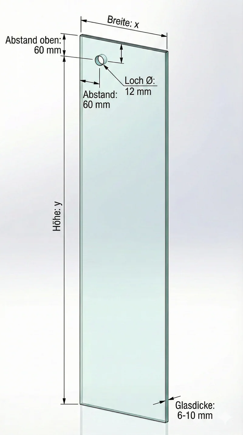 Stabistange-Set für Glasdusche – Glas-Wand, 19 mm Edelstahlrohr für Glasbohrung, Art.Nr. TUBE