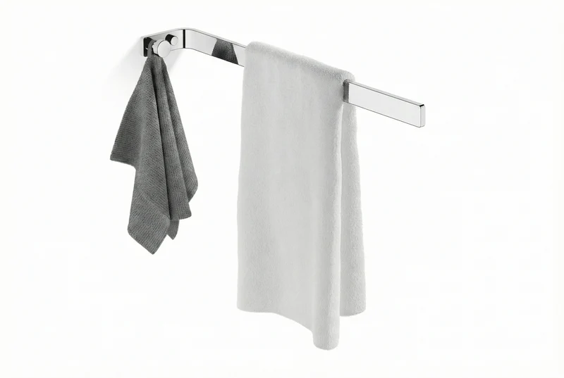 Giese Handtuchhalter starr, einarmig, eckig, mit Zusatzhaken, 300 oder 400 mm, Art.Nr. 31050, 31051