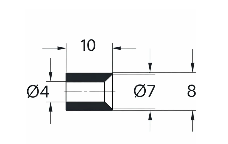 Magnet-Trägerprofil für Nischensituation – Aluminium 10 × 8 mm, vorgebohrt, Chrom glanz, 200 cm, Art.Nr. 5281040