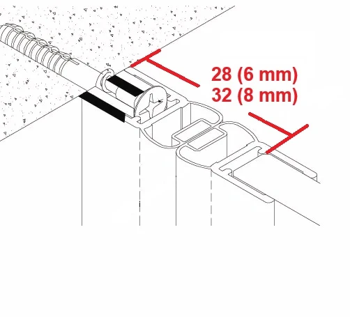 Magnet-Trägerprofil für Nischensituation – Aluminium 10 × 8 mm, vorgebohrt, Chrom glanz, 200 cm, Art.Nr. 5281040