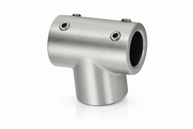 Stabistangen-Set Ø 19 mm, 90° mit T-Verbinder, Chrom glanz oder Edelstahl-Optik gebürstet, Art.Nr. T-Form19