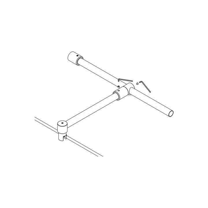 Stabistangen-Set – T-Form Edelstahl Ø 19 mm, 90°, 6–10 mm Glas, Art.Nr. 60182016
