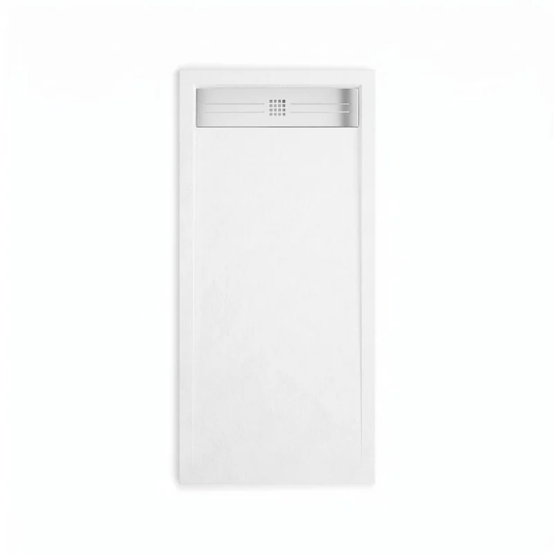 Mineralguss-Duschwanne extra flach ELITE, Schieferoptik, WEISS