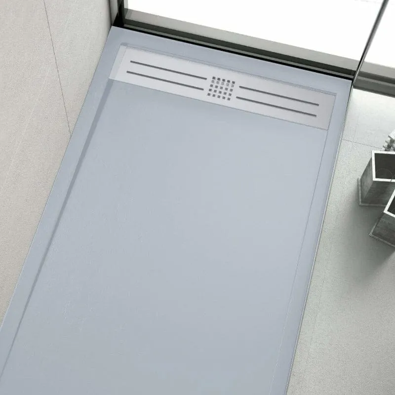 Mineralguss-Duschwanne extra flach ELITE, Schieferoptik, GRAU