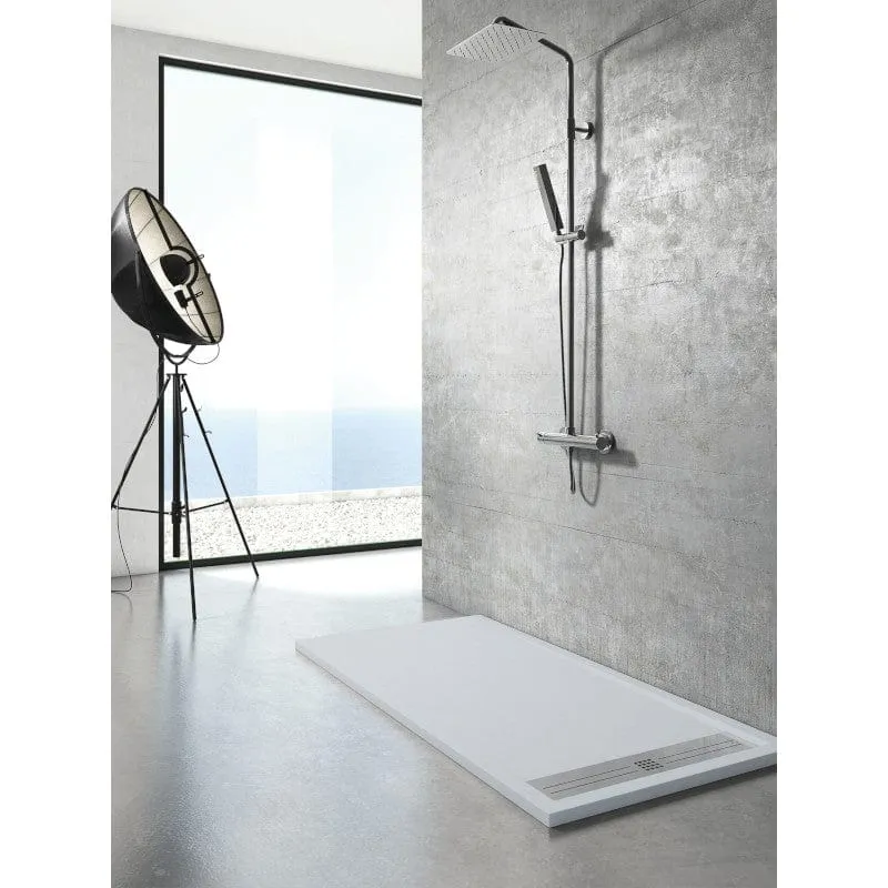 Mineralguss-Duschwanne extra flach ELITE, Schieferoptik, GRAU