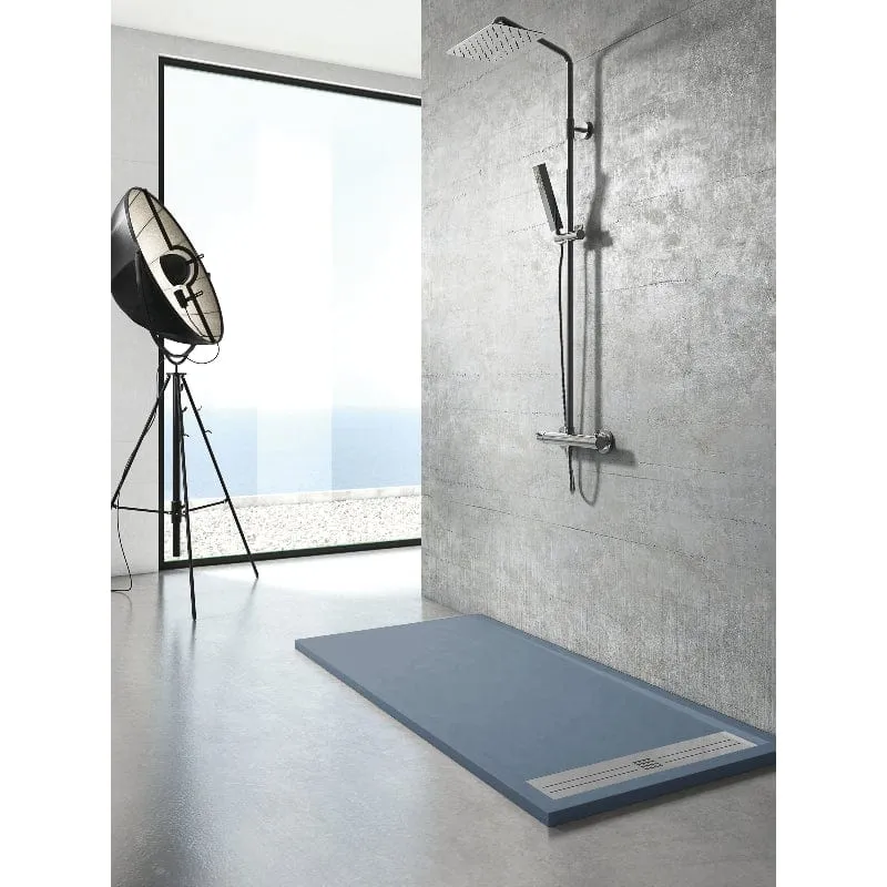 Mineralguss-Duschwanne extra flach ELITE, Schieferoptik, ANTHRAZIT