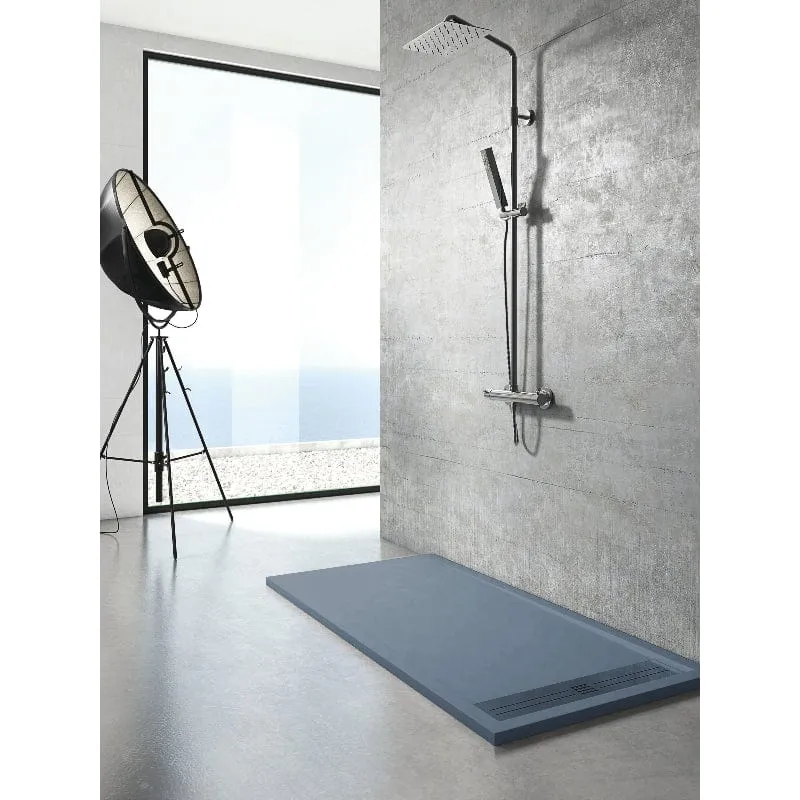 Mineralguss-Duschwanne extra flach ELITE, Schieferoptik, ANTHRAZIT