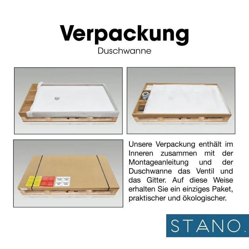 Mineralguss-Duschwanne extra flach DEXA, Schieferoptik, WEIß