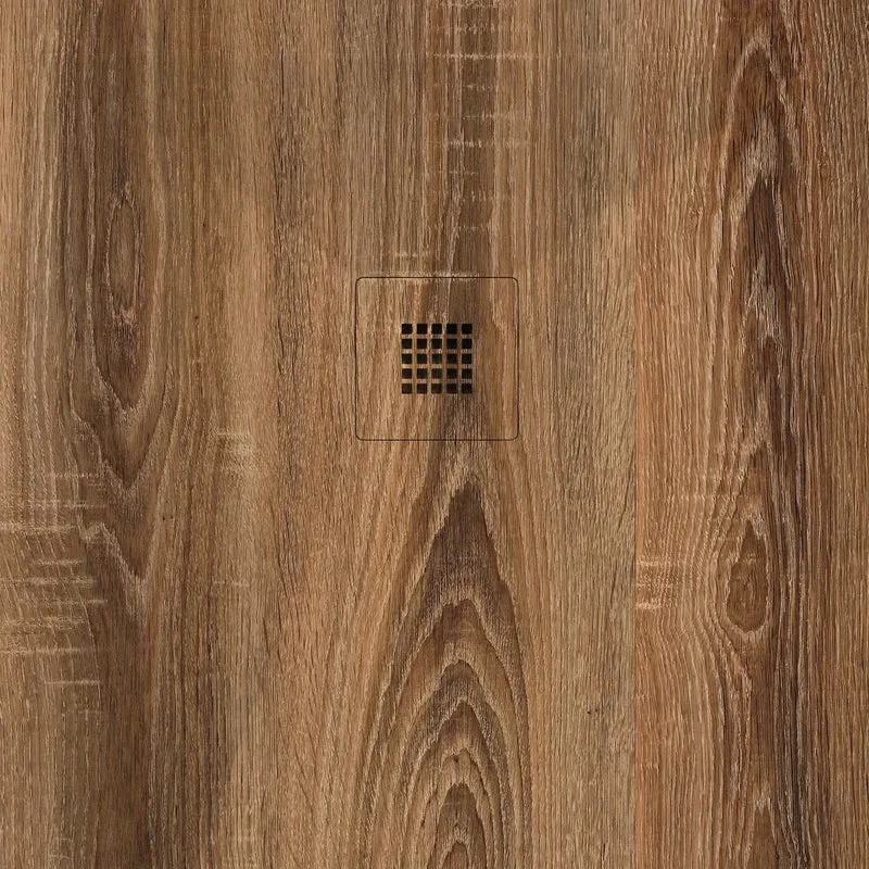 Mineralguss-Duschwanne extra flach DEKOR HALIFAX, Holzoptik