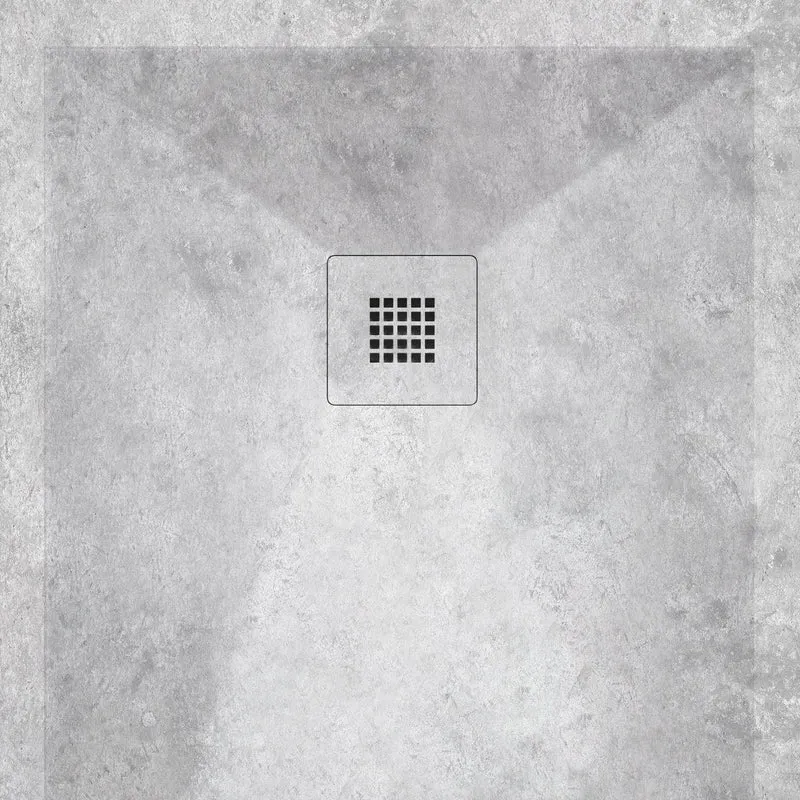 Mineralguss-Duschwanne extra flach DEKOR CEMENTO, Betongrau
