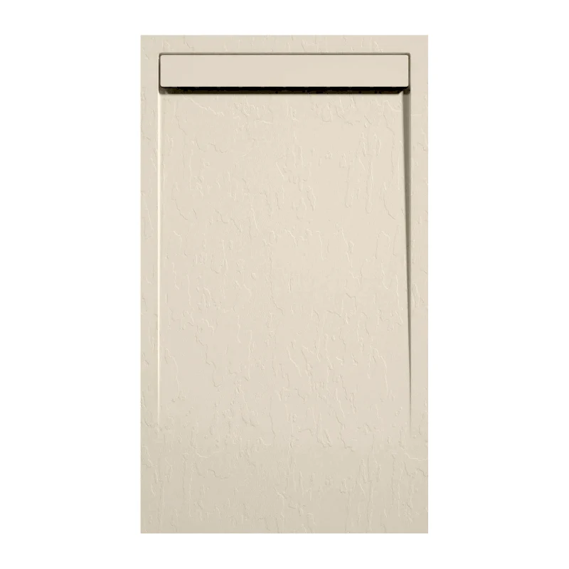 Mineralguss-Duschwanne extra flach CLEVER, Schieferoptik, BEIGE