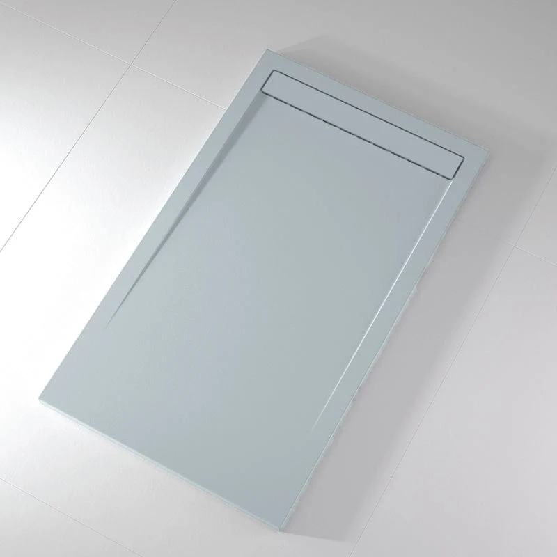 Mineralguss-Duschwanne extra flach CLEVER, Schieferoptik, GRAU
