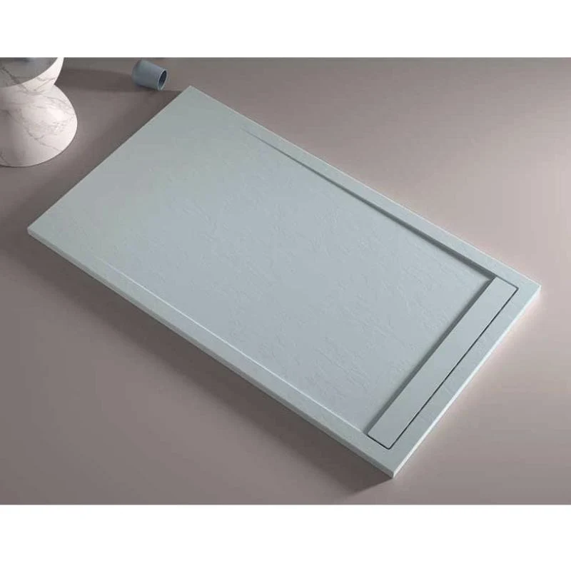 Mineralguss-Duschwanne extra flach CLEVER, Schieferoptik, GRAU
