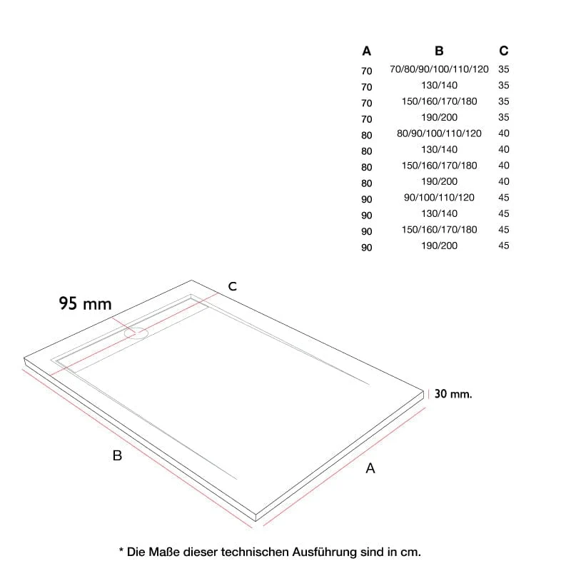 Mineralguss-Duschwanne extra flach CLEVER, Schieferoptik, GRAU
