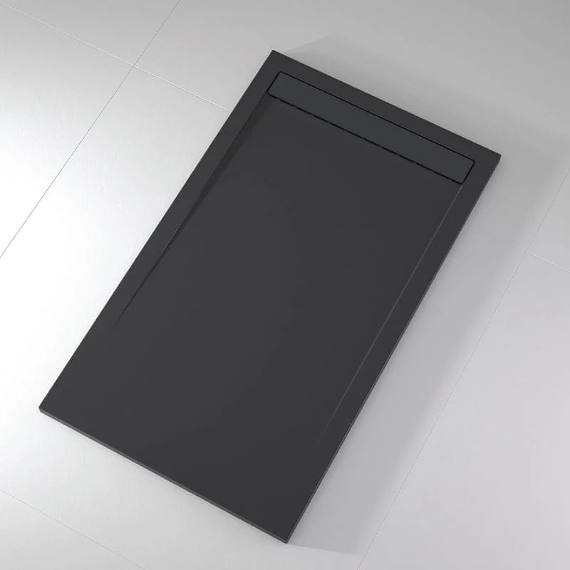 Mineralguss-Duschwanne extra flach CLEVER, Schieferoptik, ANTHRAZIT