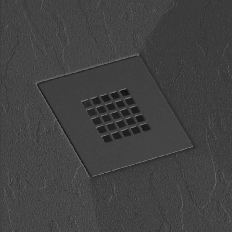 Mineralguss-Duschwanne extra flach ONDA, Schieferoptik, SCHWARZ