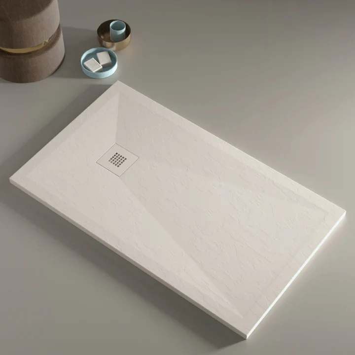 Mineralguss-Duschwanne extra flach ONDA, Schieferoptik, SAND