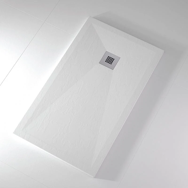 Mineralguss-Duschwanne extra flach ONDA, Schieferoptik, WEIß