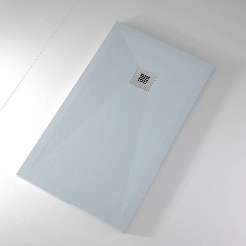 Mineralguss-Duschwanne extra flach ONDA, Schieferoptik, GRAU
