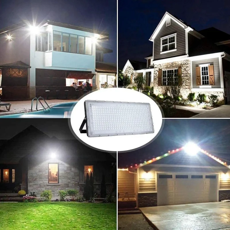 Rock Solid 6 Pack Outdoor LED Flood Lights 300W Pump Out 24000 Lumens Blazing 6000K Cool White Coverage IP65 Sealed Weatherproof Shield For Yards And Job Sites With Beefy Swivel Mounts
