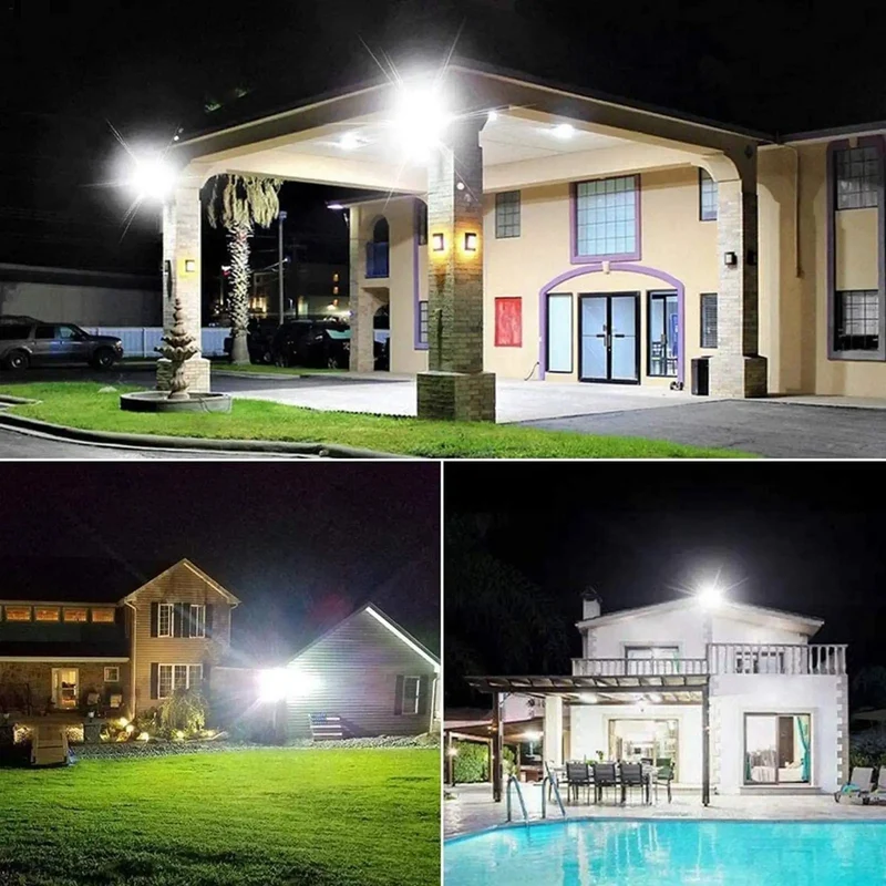 Rock Solid 6 Pack Outdoor LED Flood Lights 300W Pump Out 24000 Lumens Blazing 6000K Cool White Coverage IP65 Sealed Weatherproof Shield For Yards And Job Sites With Beefy Swivel Mounts