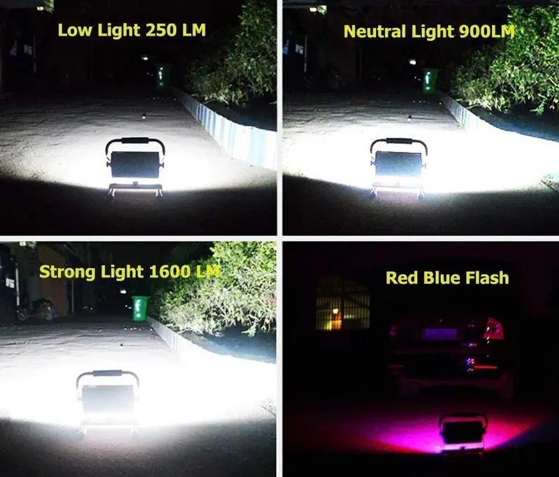 Rock Solid Grab And Go Rechargeable 70W Led Work Light Floodlamp With Adjustable Pivot Handle Portable Job Site Lamp 120 Degree Wide Beam Cordless Construction Flashlight For Crews