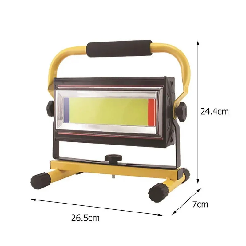 Rock Solid Grab And Go Rechargeable 70W Led Work Light Floodlamp With Adjustable Pivot Handle Portable Job Site Lamp 120 Degree Wide Beam Cordless Construction Flashlight For Crews