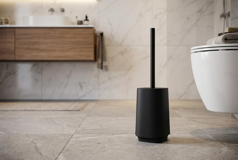 SATIN SQUARE WC-Bürste mit Behälter – Kunststoff, 3 Farben